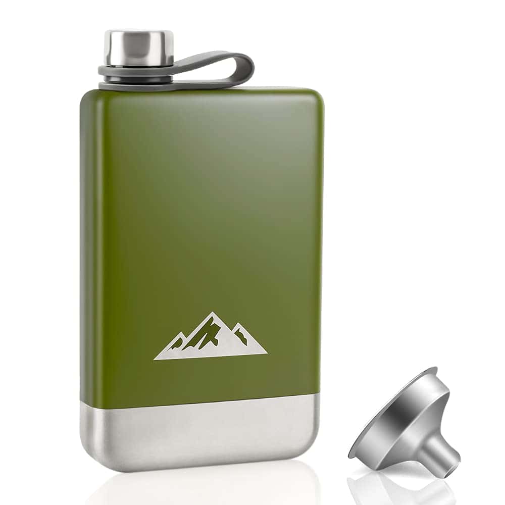 KWANITHINK Fiaschetta Tascabile, 8oz/227ml Fiaschetta con Imbuto, Fiaschetta per Alcool Liquori Whisky, Hip Flask Acciaio Inossidabile Fiaschetta, Idee Regalo Festa del Papà per Campeggio Arrampicata