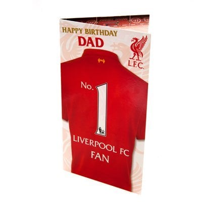 Biglietto di auguri ufficiale del Liverpool FC per compleanno, perfetto regalo per appassionati di calcio.