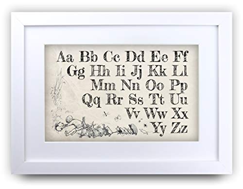 HWC Trading FR A3 Winnie the Pooh Alfabeto A-Z con cornice stampata educativa scuola materna stampa baby shower room regali neonato camera da letto nuovo nato cornice cornice foto