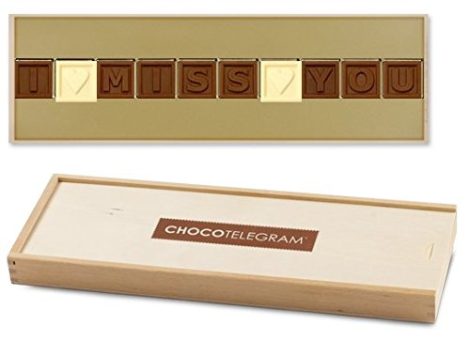 Mi Fai Mancanza – ChocoTelegram – Messaggio al cioccolato in scatola di legno | Dolce mancanza | Regalo d’amore | Idea regalo | Per tutti