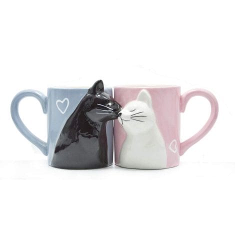 Tazze di ceramica Bacio Gatto: Regalo perfetto per matrimoni, fidanzamenti, anniversari o coppie appena sposate.