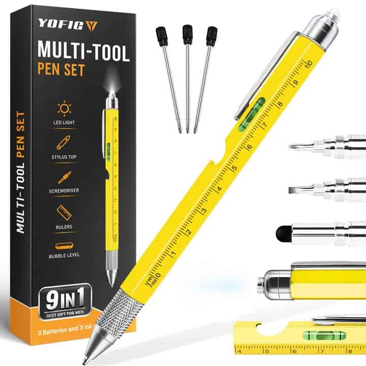 YOFIG Regalo Uomo, Idee Regalo Uomo Natale, Penna Multifunzione 9 IN 1, Idee Regalo Uomo Originale, Regali Uomo Gadget Utili, Regali per Papà/Lui, Regalo Uomo Compleanno, Regali Natale Originali