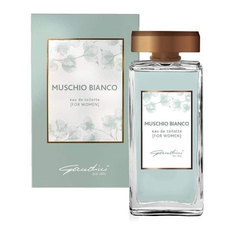 Gandini, Muschio Bianco, Profumo Femminile, Note Floreali Ricche e Speziate, Fresca fragranza con Bergamotto, Fiori d’Arancia, Ylang Ylang, Rosa, Chiodi di Garofano, 100 ml.