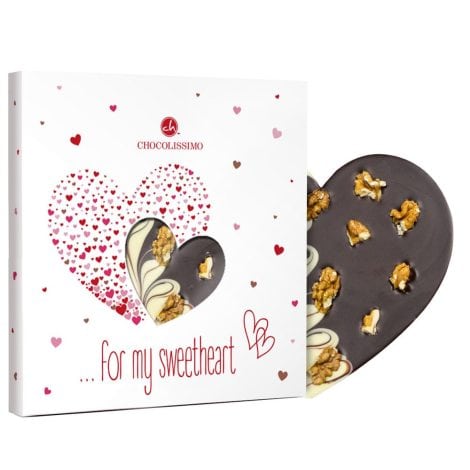 Cuore di cioccolato – Pralines con cioccolato fondente, bianco e noci | Regalo | Idea regalo | San Valentino | Compleanno | Dolce