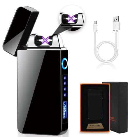 Accendino Elettronico Ricaricabile LOMUG USB Plasma, senza vento, ideale per campeggio, candele, cucina e barbecue. Perfetto regalo di Natale.