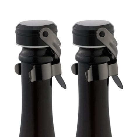 Tappo per bollicine, riutilizzabile, anti-perdite, mantiene fresco il vino, adatto a diverse tipologie (rosso, champagne, prosecco) (Nero, 2 Pezzi)