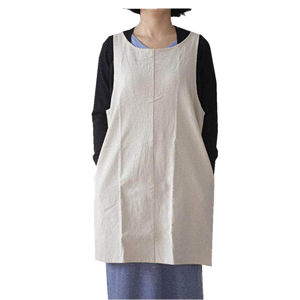 BBYBBS Grembiule in morbido cotone e lino tinta unita con incrocio incrociato grembiuli giapponesi stile X forma cucina vestiti regalo per donne chef inaugurazione della casa