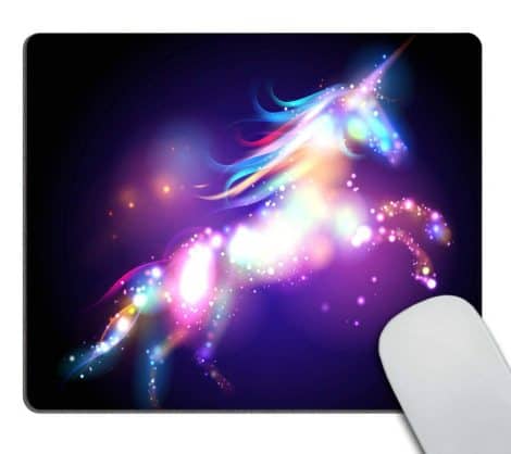 Tappetino per mouse personalizzato Wasach, con motivo unicorno arcobaleno, ideale per lavorare o fare regali.