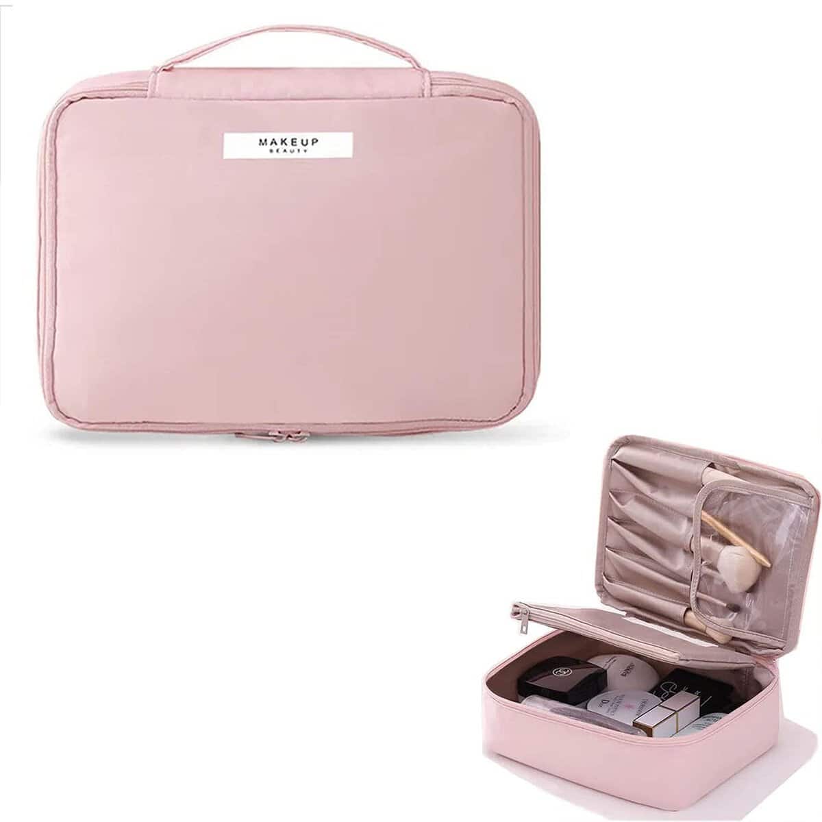 Huifengjie Borsa da Trucco,pochette trucchi,Beauty Case da Viaggio Donna Borsa da Toilette,organizer per cosmetici per donne e ragazze,perfetto per viaggio/all'aperto(Rosa)