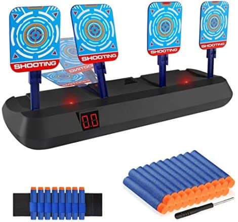 Target Elettronico Pistole, Reset Automatico Digitale, Effetti Sonori e Luminosi, Giocattolo per Bambini 3-10 anni.