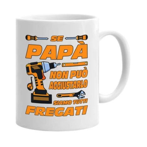 Tazza da caffè divertente per papà: se lui non riesce, siamo tutti fregati! Idee regalo per festa del papà e Natale.