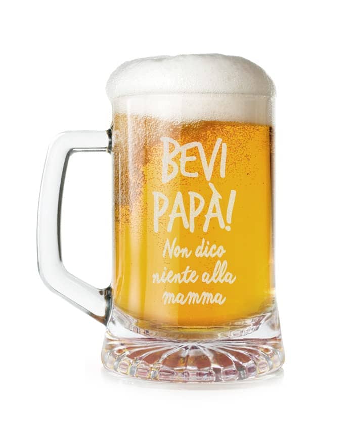 Olallà Boccale di Birra con Frase Incisa a Laser da 0,4 L - Bicchiere da Birra con Manico - Idea Regalo Originale Divertente Festa del papà, Compleanno, Natale