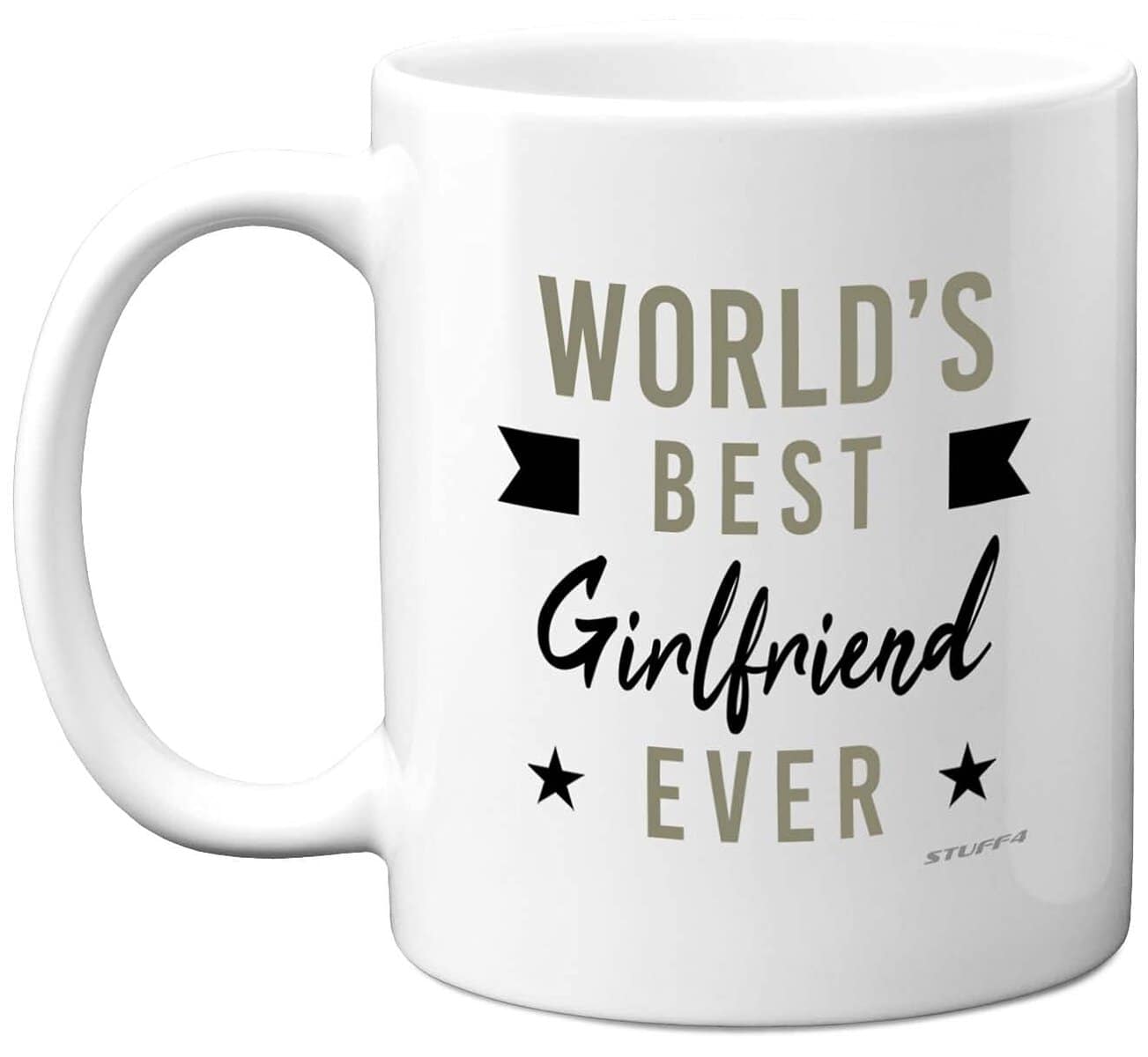 Stuff4 Tazza di anniversario per lei – Worlds Best Girlfriend Ever Mug – Regalo di compleanno per fidanzata, regalo di San Valentino, idee regalo per donne, 325 ml, in ceramica, lavabile in