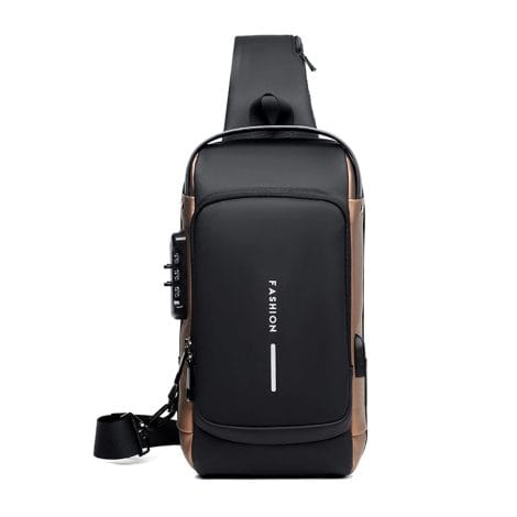 Borsa antifurto FANDARE uomo, monospalla con USB, impermeabile per scuola, outdoor, ciclismo, viaggio.