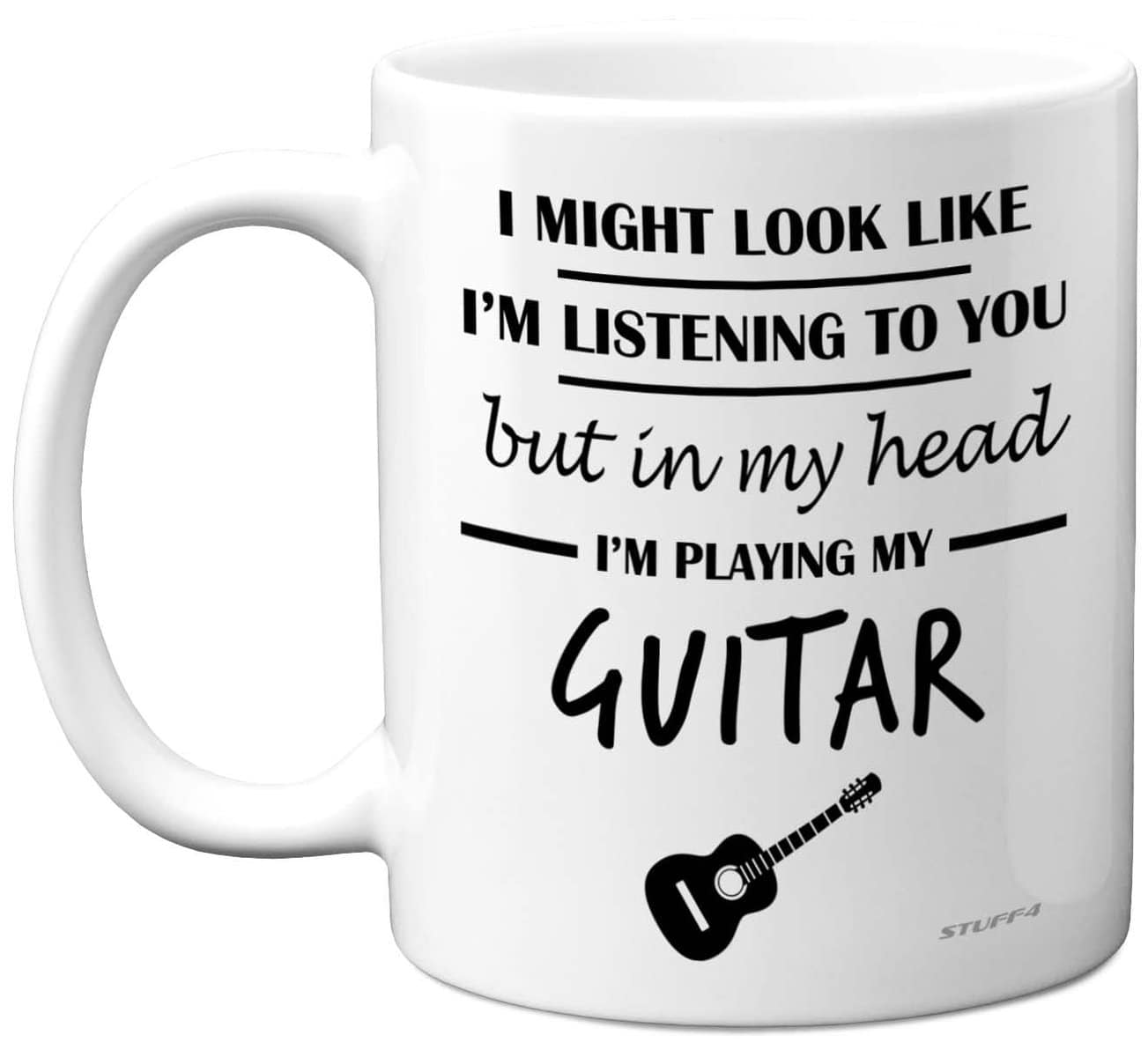 Stuff4 Regali natalizi per uomini e donne, con scritta in inglese in My Head I'm Playing My Guitar – Regali musicali per chitarristi, divertenti regali per musicisti, 325 ml, tazze in ceramica
