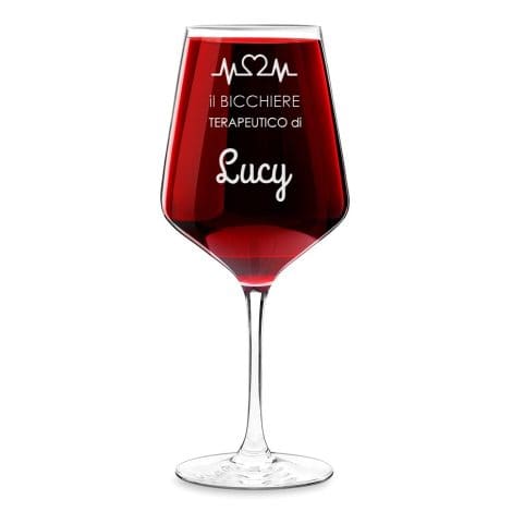 Calice di vetro Maverton XL con incisione personalizzata, 530 ml, perfetto per vino rosso e bianco. Ideale come regalo di compleanno per lei.