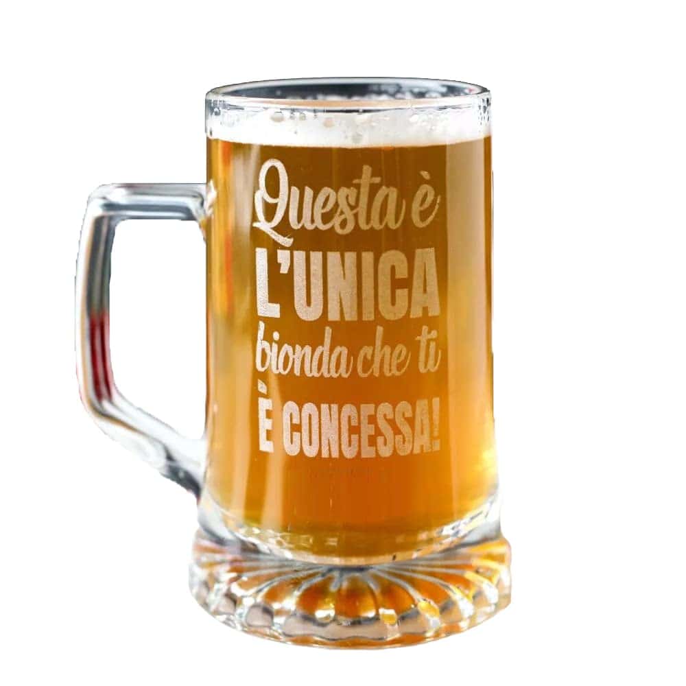 Olallà Boccale di Birra con Incisione da 0,4 L - Bicchiere da Birra con Manico - Frase incisa a Laser - Idea Regalo per Lui, Compleanno, Natale, San Valentino (Birra Bionda)