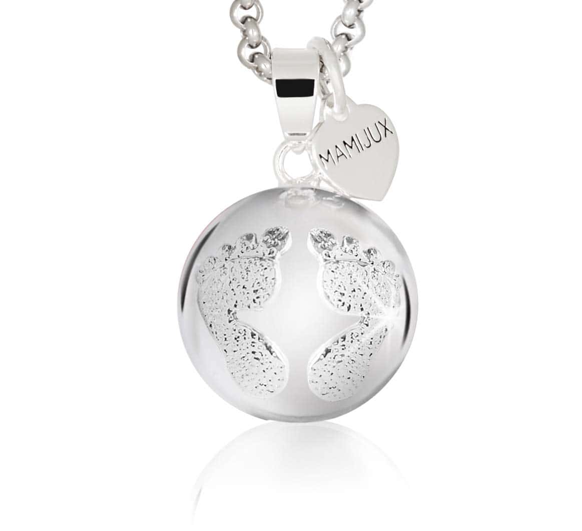 MAMIJUX Chiama Angeli Piedini Mamma Idea Regalo Gravidanza Collana Donna Richiamo degli Angeli Catenina Acciaio