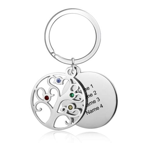 Portachiavi Albero della Vita personalizzato con 2-4 nomi, regalo per famiglia, coppia, amici, uomo o donna.