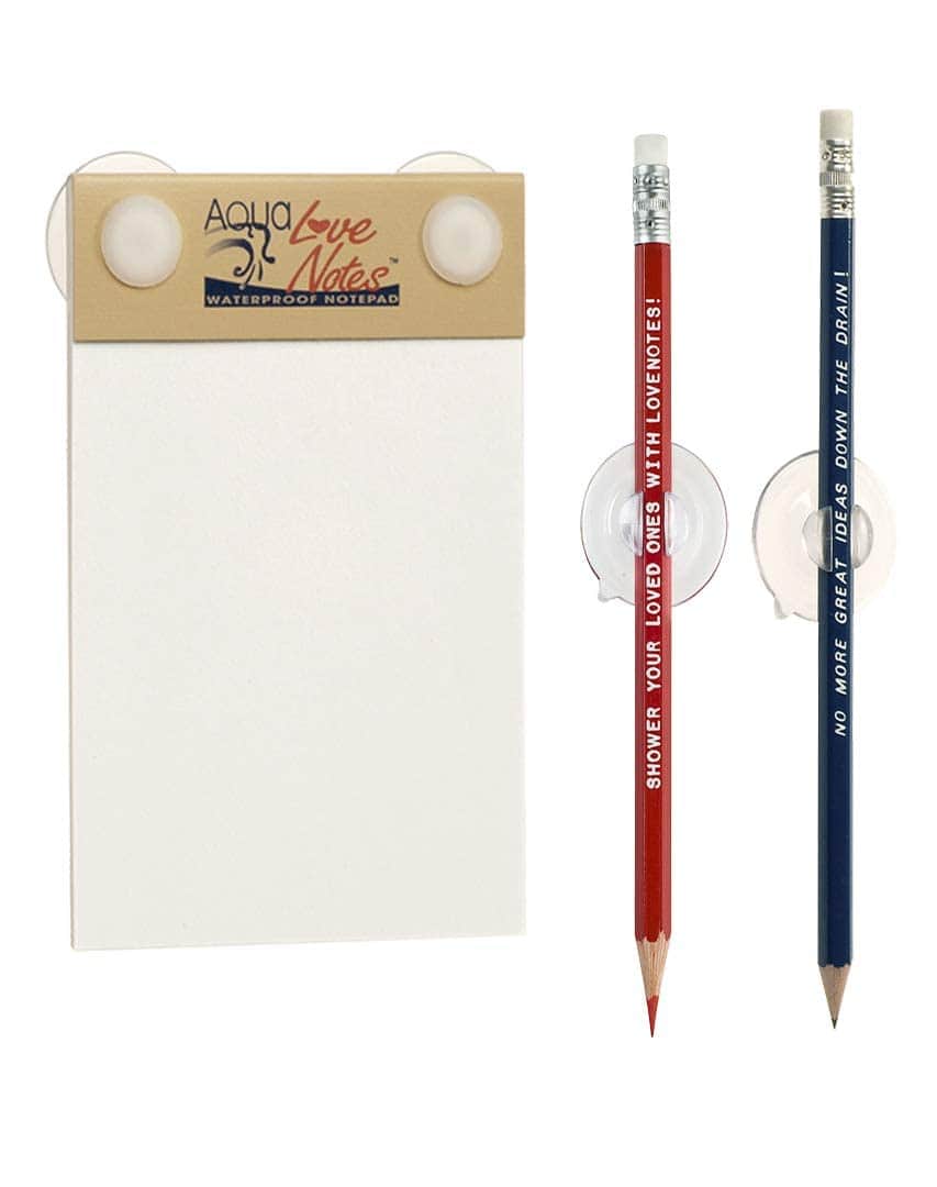 Unico Bloc Notes Impermeabile Per Doccia | Note d’Amore con 2 Matite e Supporti | 40 Aqua Love Notes da Montare | Bellissimo, Insolito e Divertente | per Uomo e Donna