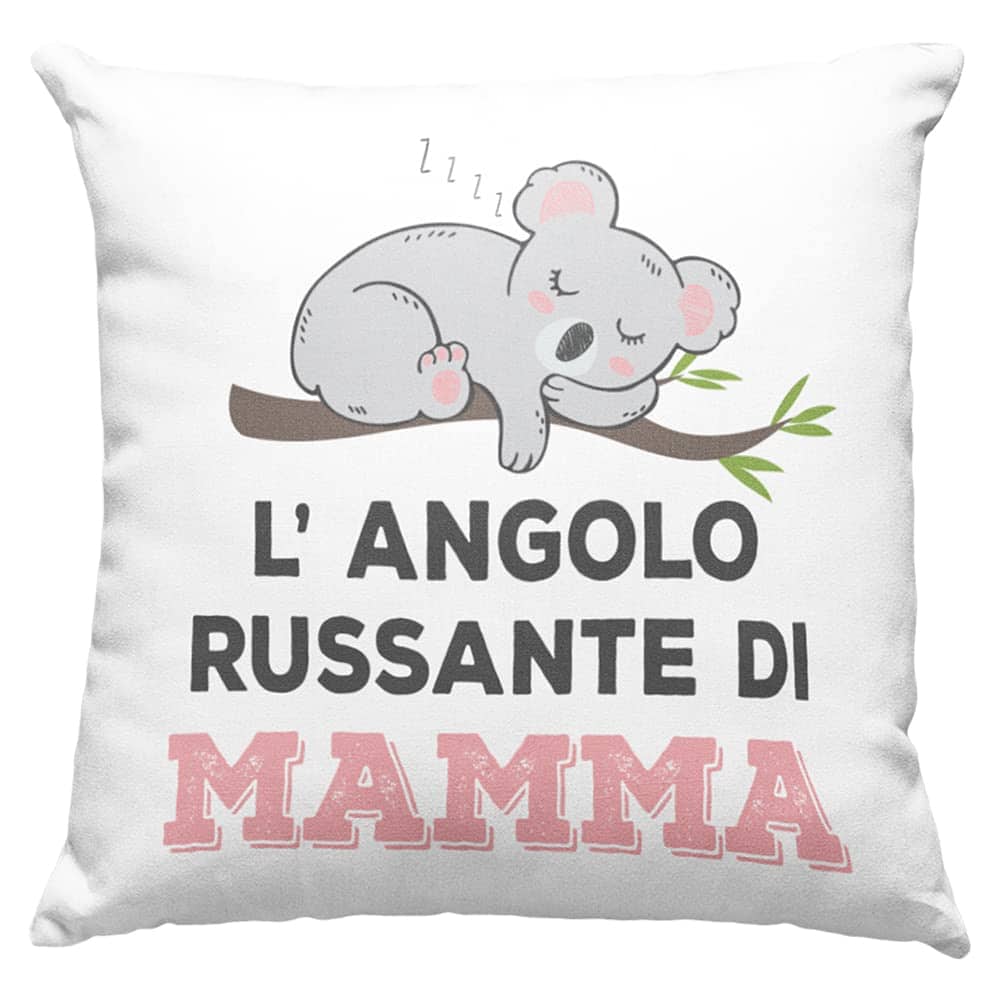 Mamma Cuscino Regalo donna compleanno originale Idee Regali per lei per Natale festa della mamma, L'angolo russante di mamma - con Imbottitura (40_x_40_cm, Bianco)