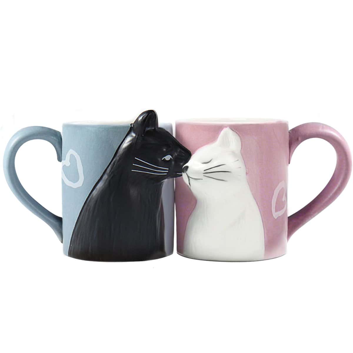 Bacio Gatto Set di Tazze da caffè, Set di Tazze in Ceramica da tè Divertente e Unico per la Sposa e Lo Sposo, Regalo Corrispondente per Il Compleanno, Anniversario, Matrimonio, Fidanzata Moglie