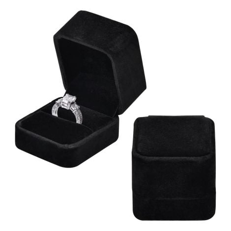 Cofanetto Anelli Velluto: Elegante e romantico set di 2 scatole per anelli di fidanzamento o anniversario.