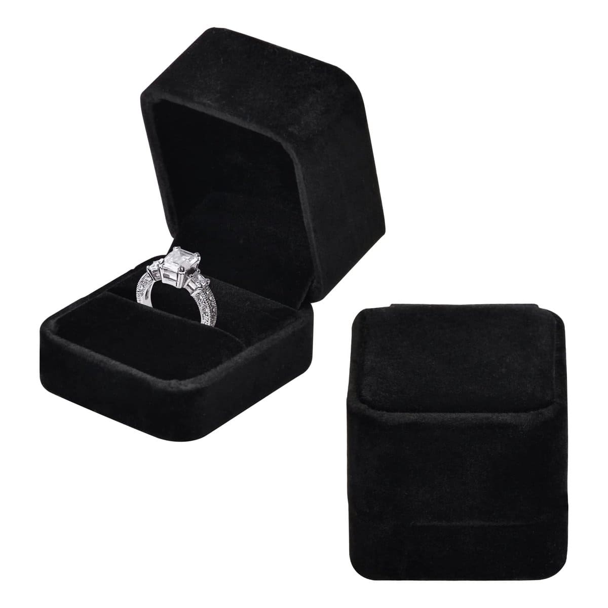 Pinsheng 2 Pezzi Cofanetto Anello di Velluto, Classica Scatola Regalo ad Anello in Velluto Scatola per Anelli in Velluto Scatola per Anelli di Fidanzamento per Proposta Matrimonio Amante Anniversario