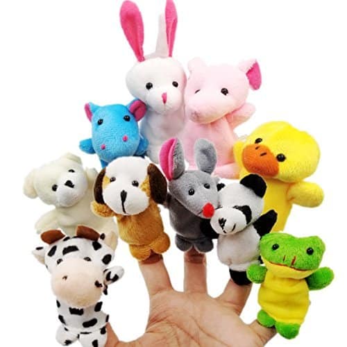 JZK 11 Burattini a dito animali pupazzetti dita set giocattoli animaletti peluche piccoli pensiero regalino bomboniera festa compleanno bambini bimbi