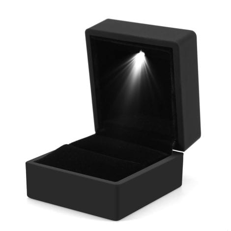 Scatola elegante con luce LED per conservare anelli, perfetta per proposte di matrimonio o regali. (Nero)