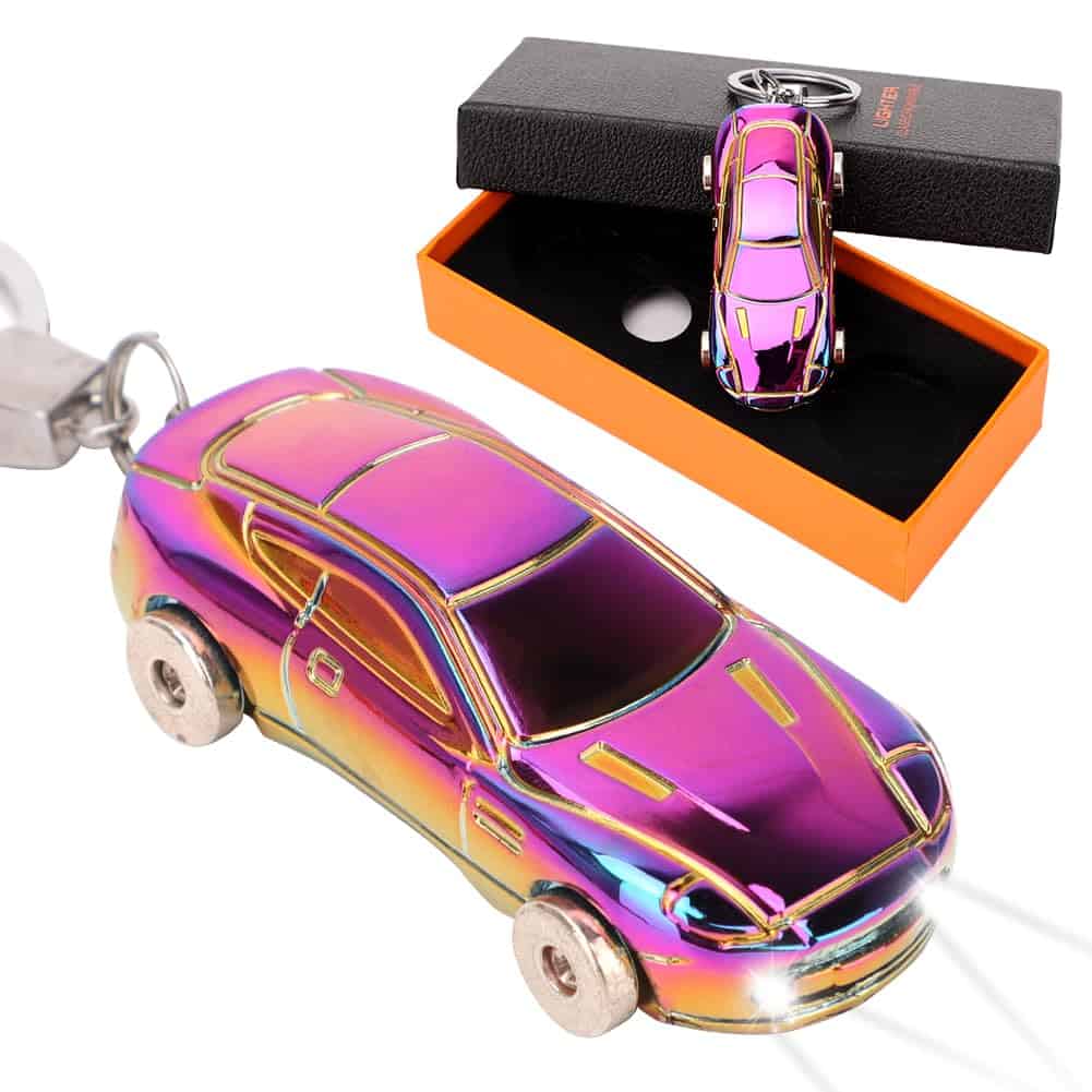 RANJIMA Accendino USB ricaricabile, accendino elettronico, accendino elettrico USB ricaricabile con torcia per candele grill, accendino a forma di auto, regalo per uomini amici