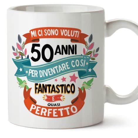 Tazza Compleanno 50 Anni – Idea regalo originale e divertente per lui/lei. Capacità 350 mL.