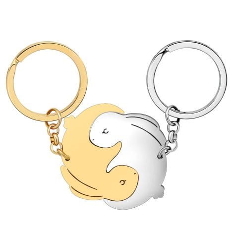 Portachiavi pasquali con coniglietto e anello chiave in acciaio inossidabile per donne e ragazze, placcati in oro 18K.