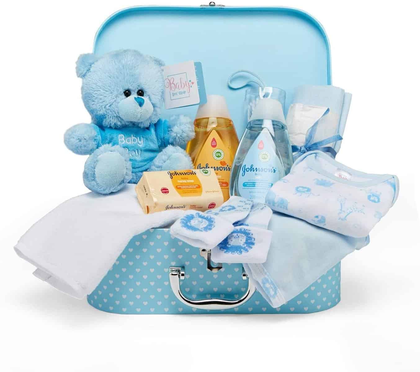 Baby Box Shop Baby Shower Regalo14 regalo per neonato maschio - Set Regalo Neonato Nascita Bimbo - Set Bagno Neonato, Set Nscita Neonato - Regalo Neonato Maschio, Regalo Bambino Appena Nato - Blu