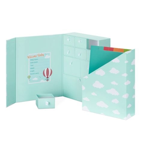 Cofanetto Ricordi Neonato Bimbo Bimba – Regalo Baby Shower Battesimo Compleanno – Cielo Azzurro Nuvole