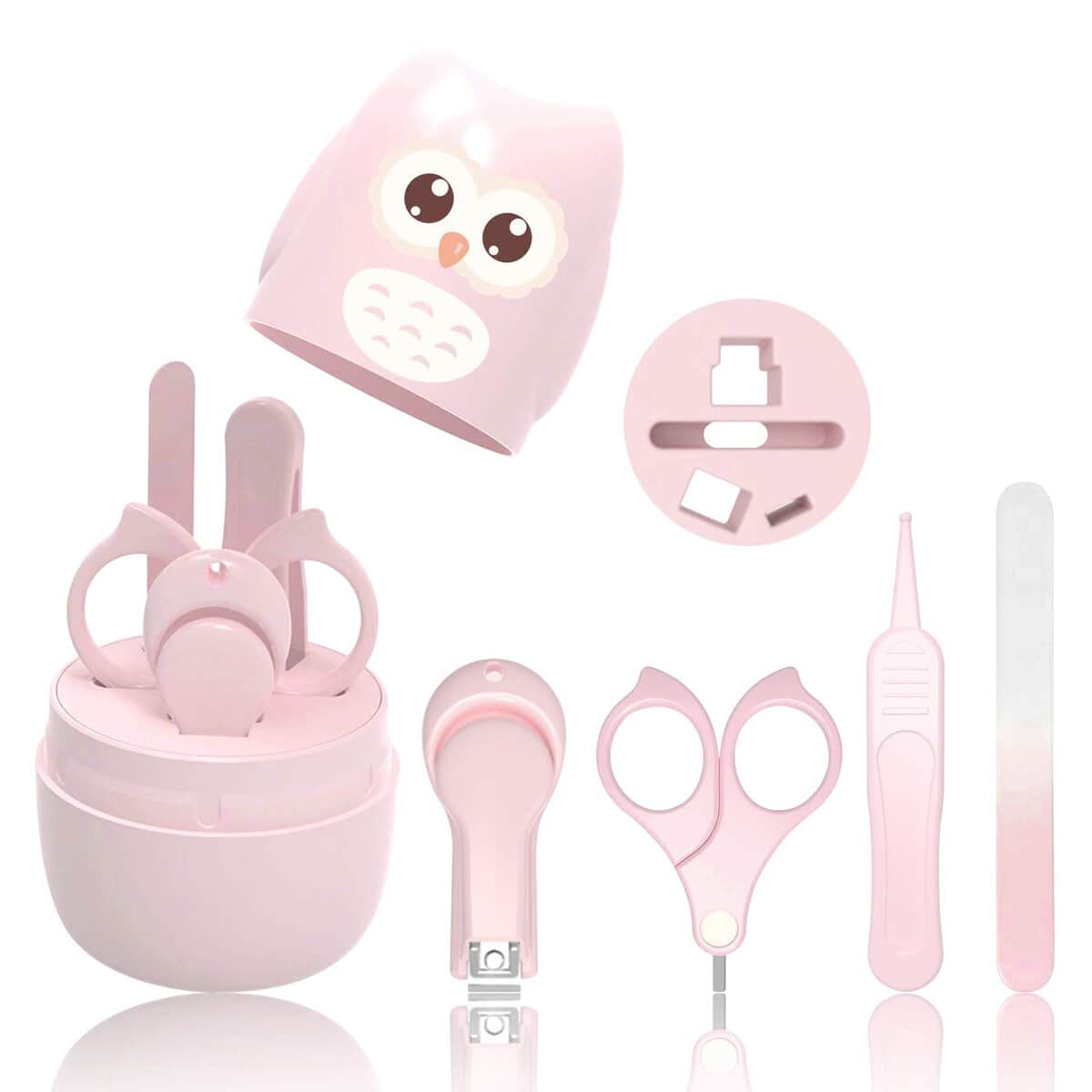 HyAdierTech Manicure Baby | Kit 4 in 1 con custodia, tagliaunghie, forbici, lima e pinzette per depilare | Kit per la cura delle unghie per neonati e bambini | Neonato speciale protezione per neonati