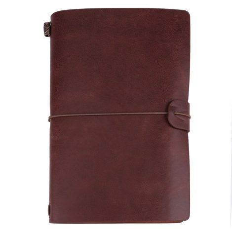 Diario di viaggio in pelle sintetica, 5 colori, bloc notes personalizzato regalo per uomo e donna (Marrone scuro)