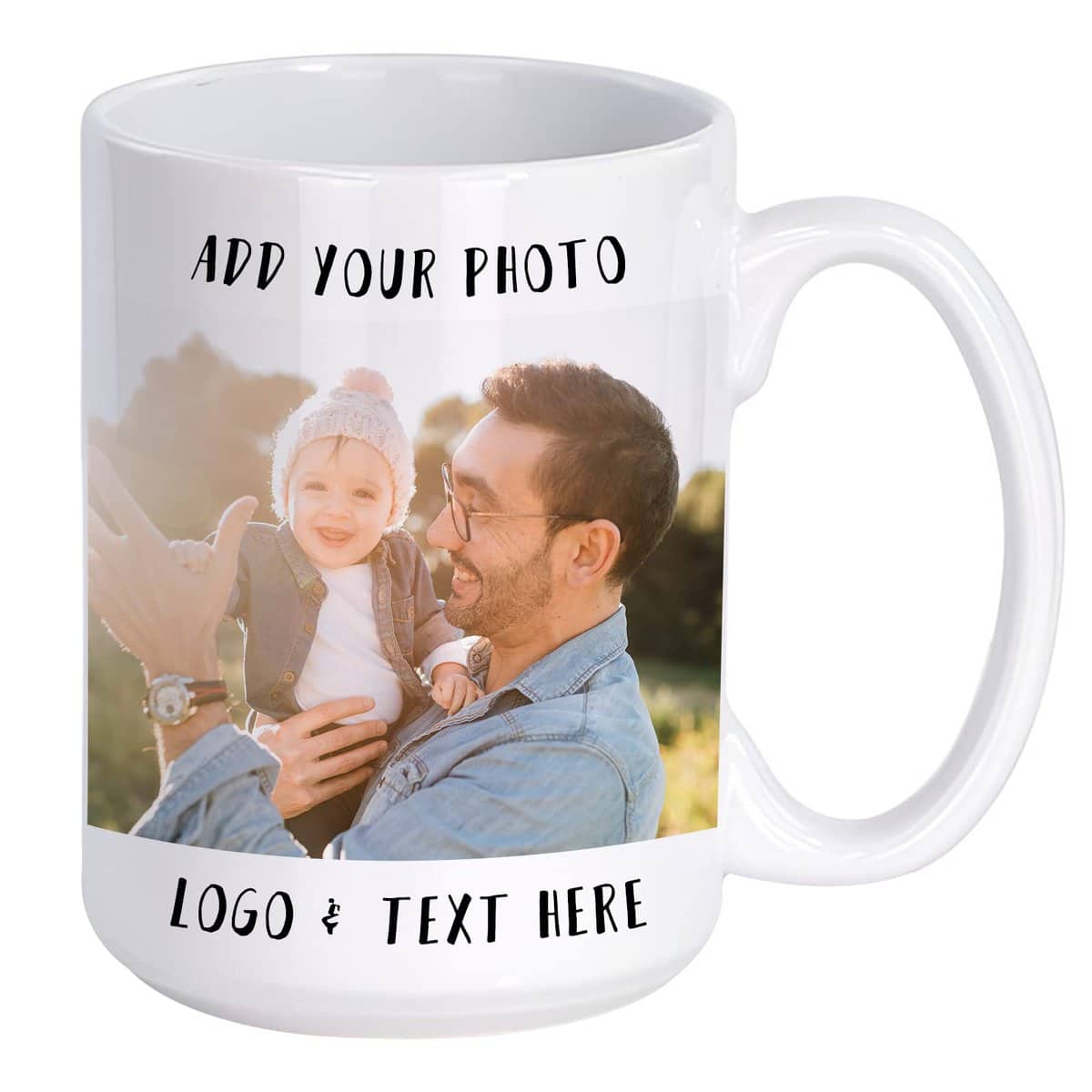 Tazza da caffè con Foto Personalizzata, Nome Testo Tazze Tazza da caffè Stampata su Entrambi I Lati Bianca Tazza da tè al Latte Regali Personalizzati per Donne Uomini Amici Coppia Compleanno 15 Oz