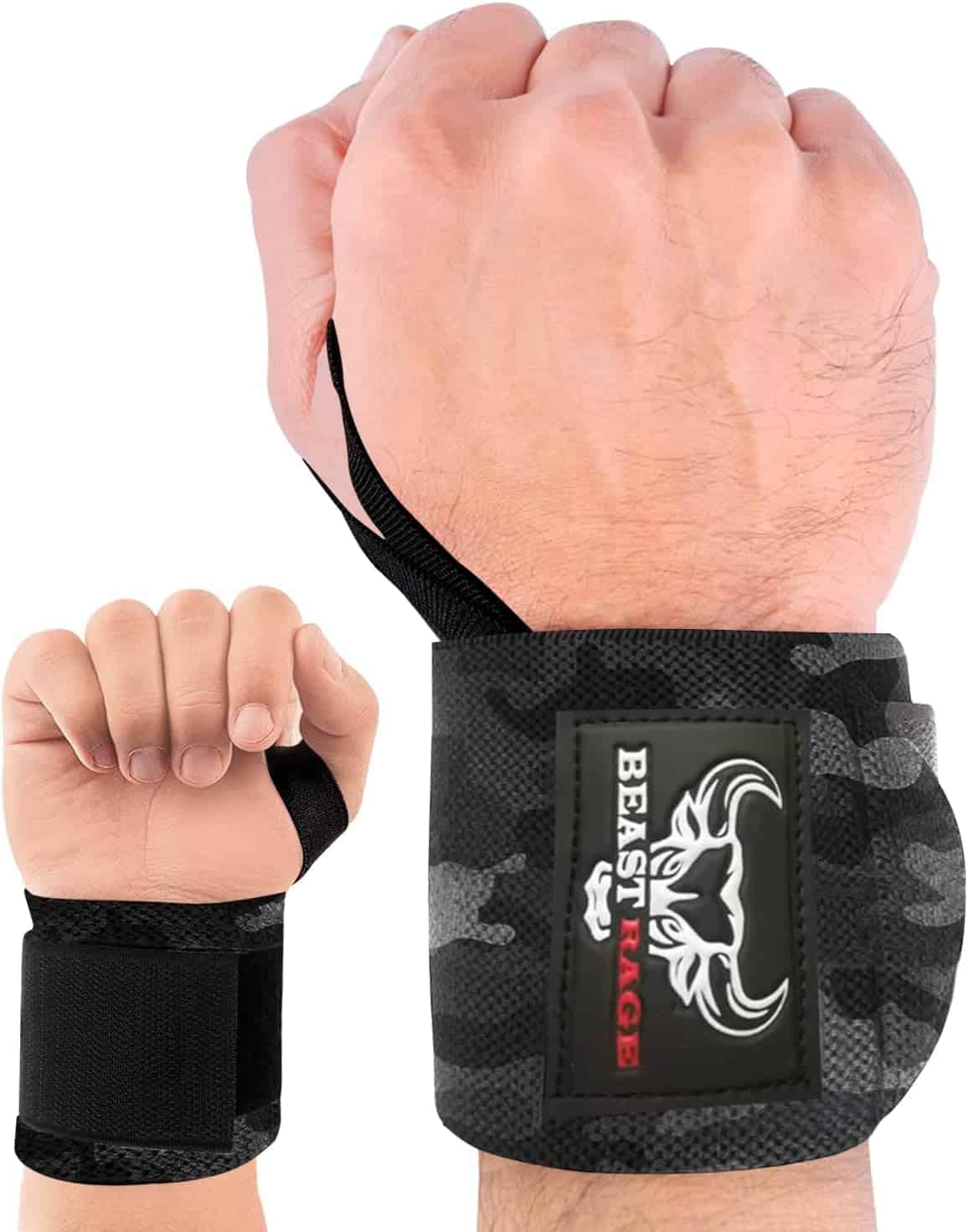 BEAST RAGE Polsiere Palestra Sollevamento Fasce da Polso Cinghie Donna & Uomo Polsini Palestra per Gym Bodybuilding Crossfit Calistenics,Polsini, bendaggi per Il Polso
