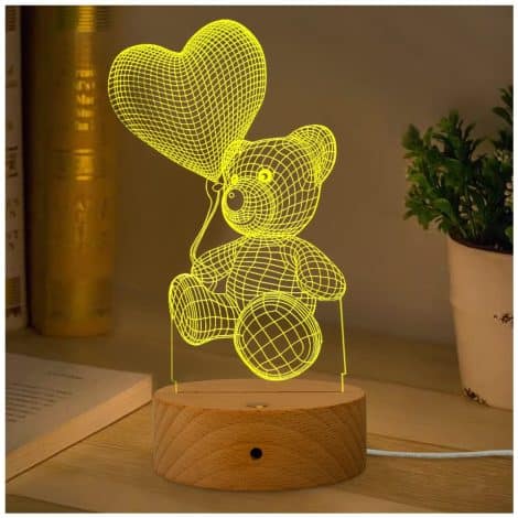 Lampada Orso 3D, regalo perfetto per fidanzate, mogli e amanti, ideale per San Valentino e compleanni.