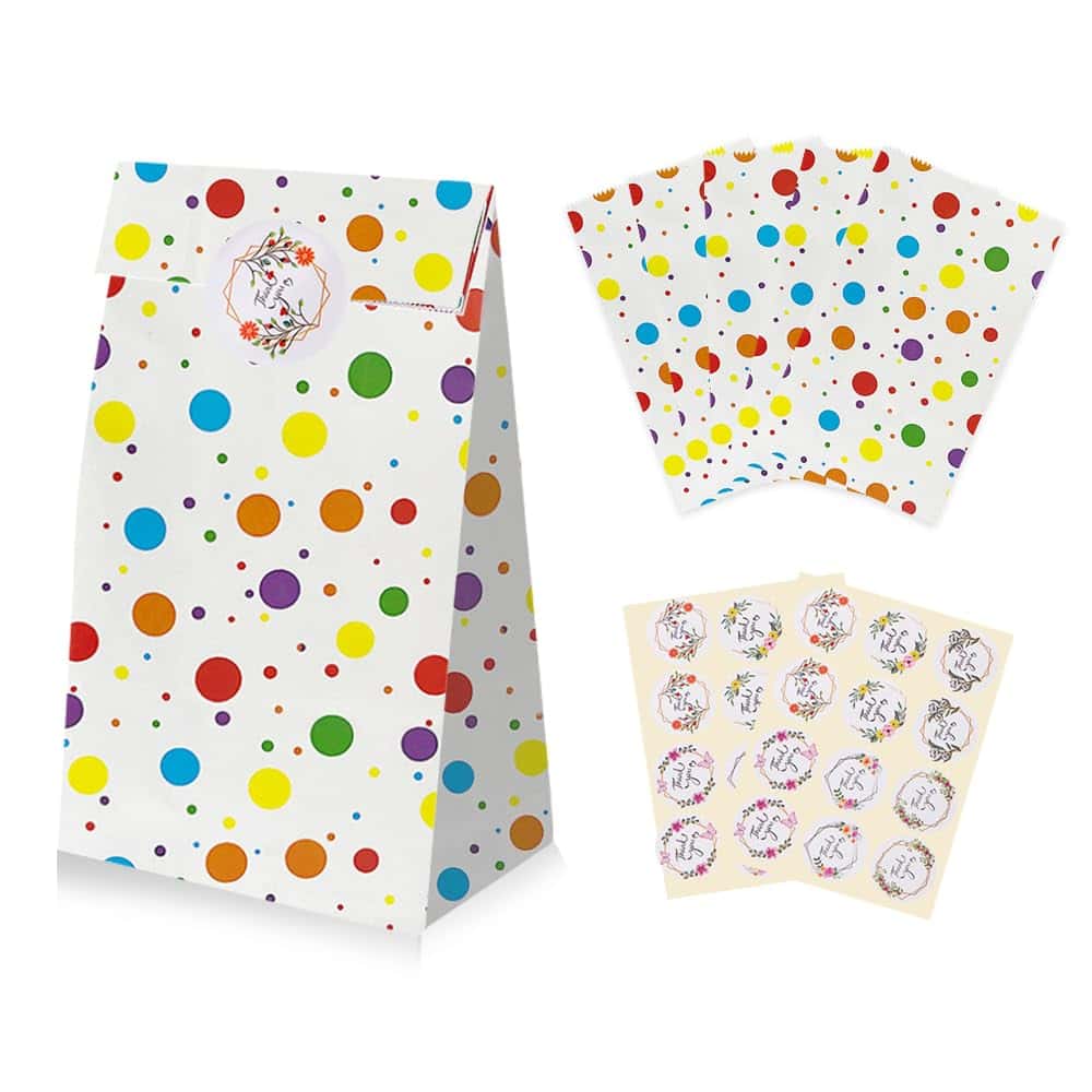 30 Pezzi Sacchetti Regalo Carta Sacchetti Compleanno Bambini con 30 Adesivi Bustine Regalini Fine Festa Bambini Bustine Carta Piccole Bustine Regalo Colorati per Dolci e Confezioni Matrimoni Feste