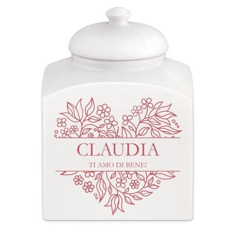 Biscottiera Maverton in ceramica con stampa personalizzata; barattolo da cucina 3 L ermetico per dolci, regalo floreale speciale per lei.
