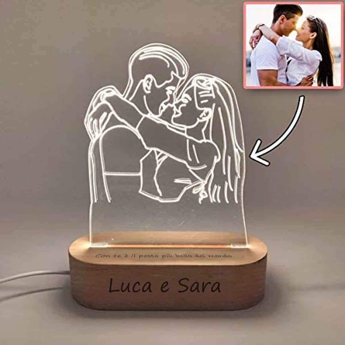 LAC Lampada Personalizzata con Foto 3D - Regalo Anniversario per Lui Lei - Idee Regali per Natale o Compleanno