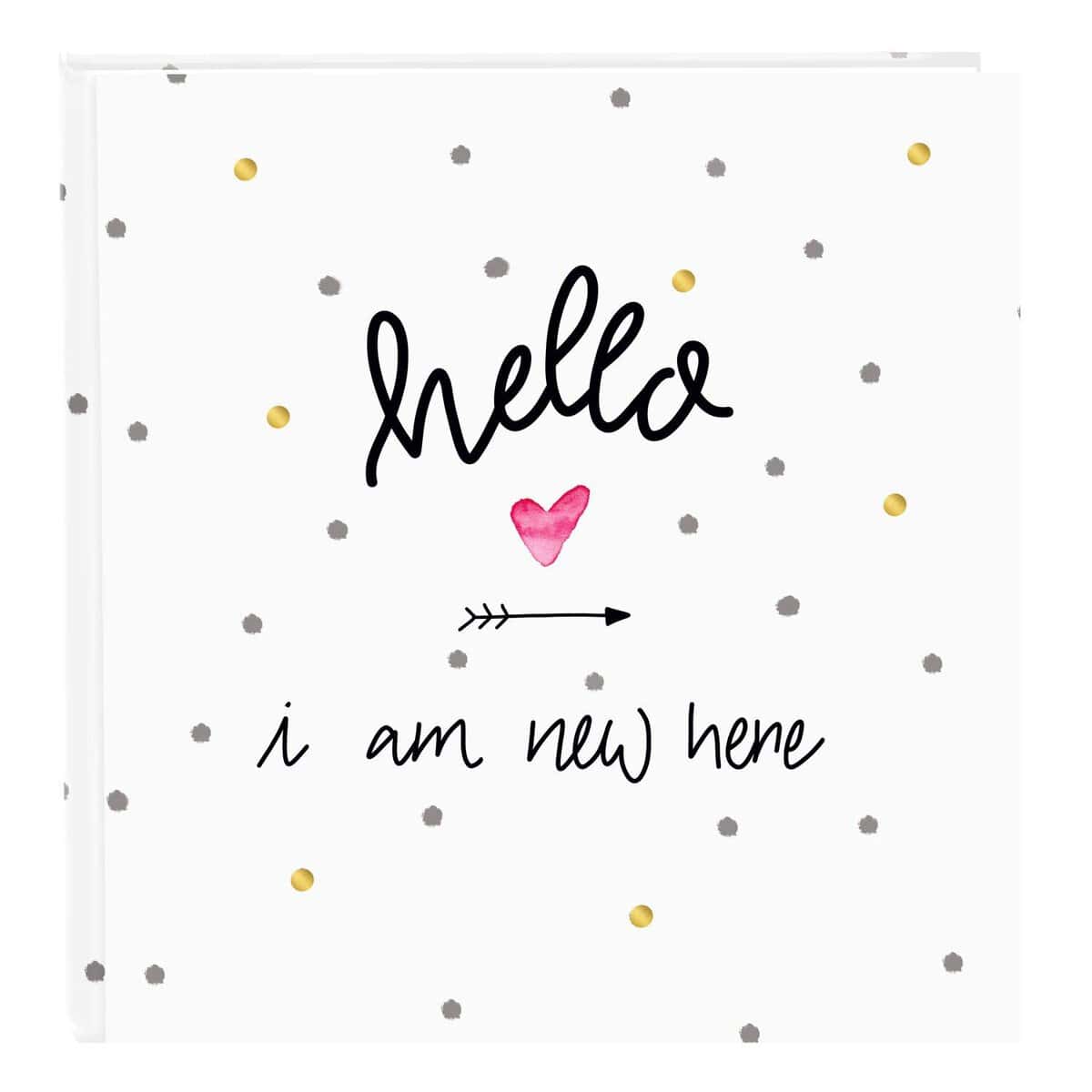 goldbuch Album Fotografico per Neonato, 30 x 31 cm, 60 Pagine, divisori in Pergamena, Stampa Artistica, Bianco/Oro, 27 319, Hello I Am New Here