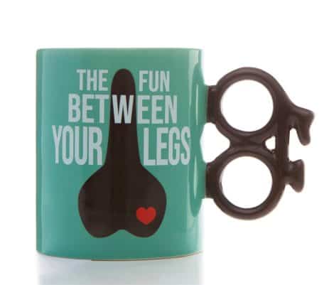 Tazza divertente “Ciclo Gambe” Boxer Gifts: regalo natalizio unico per ciclisti, ceramica blu.