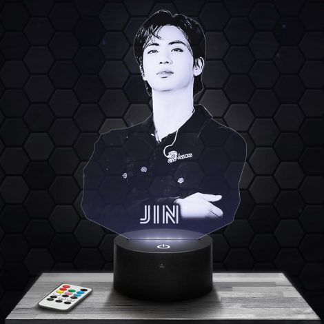 Lampada Jin 3D K-pop Coreana, perfetta per ragazze, regalo originale per Natale, decorazione camera o ufficio.