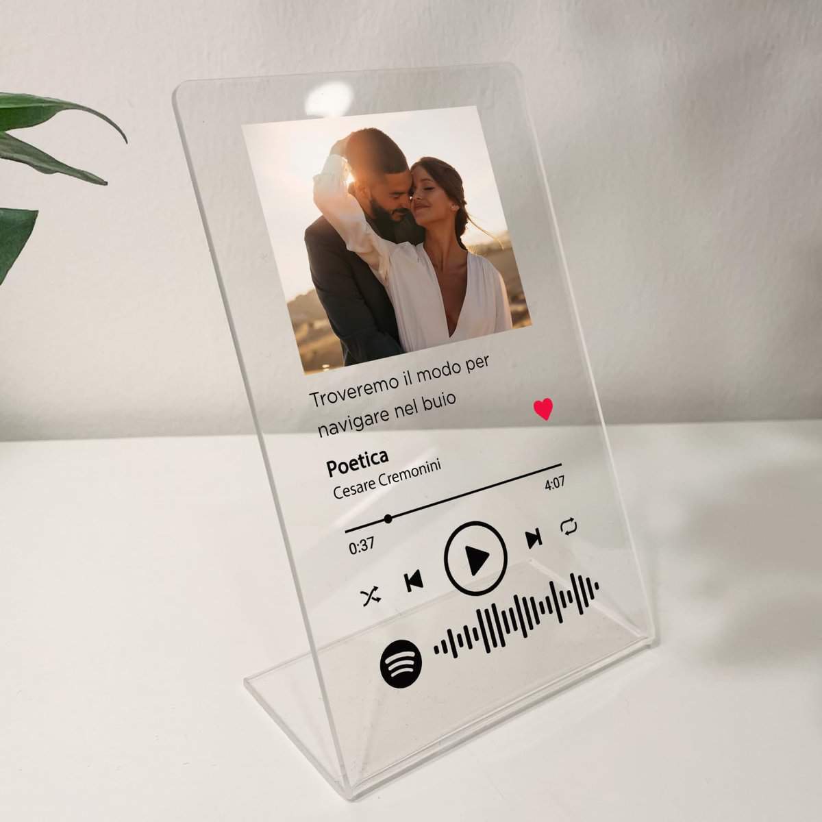 LAC Targa Spotify Personalizzata con Foto - Idea Regalo Fidanzata o Fidanzato per Compleanno, Natale o San Valentino