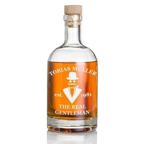 Bottiglia di whisky con incisione, regalo per uomo, decanter personalizzato con tappo di sughero, motivo The Real.