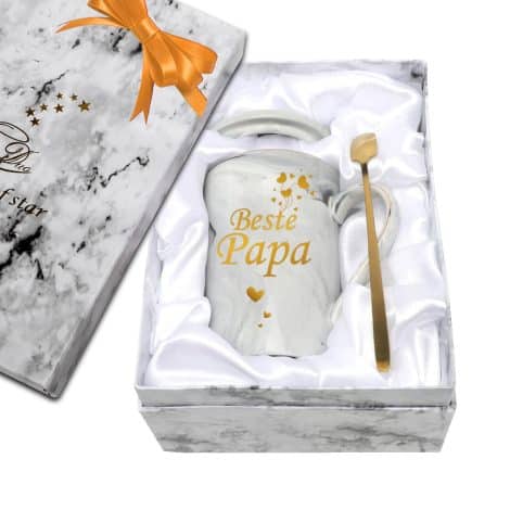 Set di tazze da caffè CEWROM, regalo di Natale perfetto per papà, in ceramica con marmorizzazione, 350 ml.