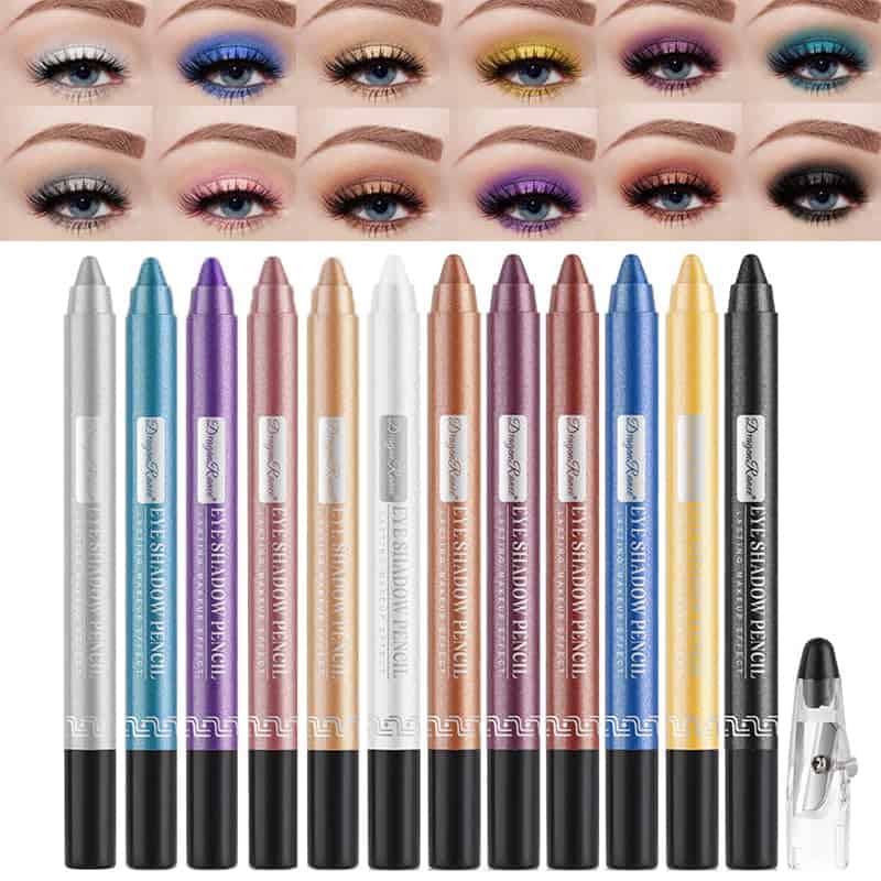 Matitone Ombretto Occhi, MKNZOME 12 Colori Ombretto Stick Ombretto in Crema Penna Ombretto Glitter Impermeabile Lunga Durata Occh Trucchi Regalo per Donna Ragazze